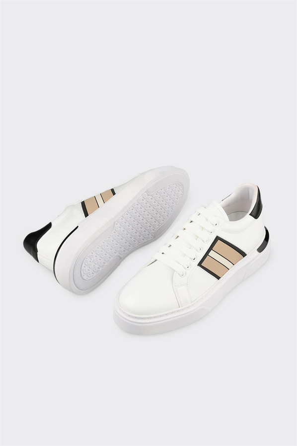 Beyaz örgü dokulu erkek spor ayakkabı, günlük kullanım için - Elle Shoes