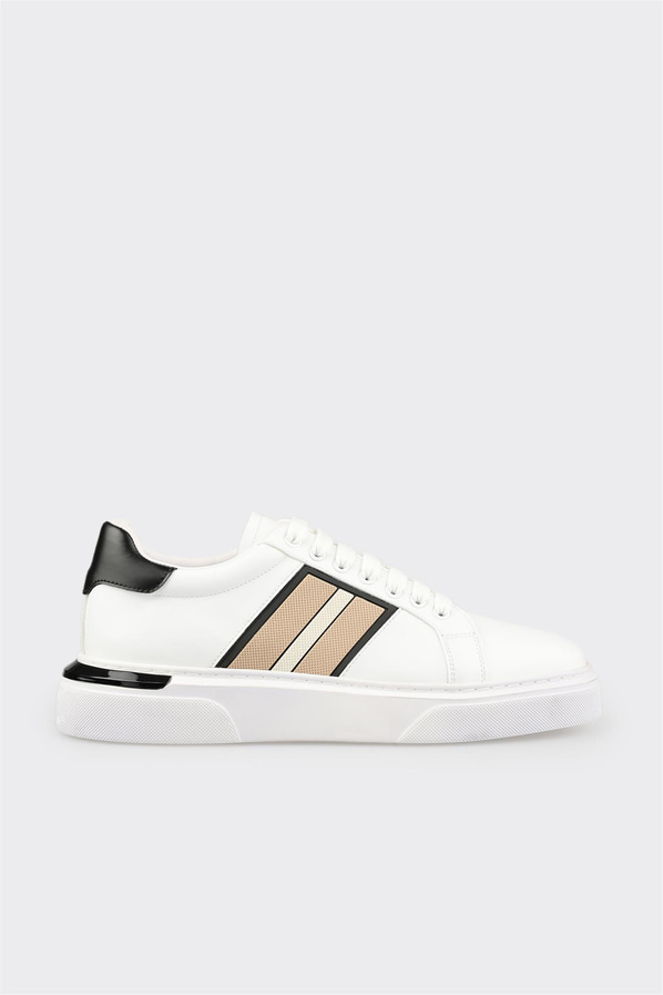 Beyaz örgü dokulu erkek spor ayakkabı, günlük kullanım için - Elle Shoes