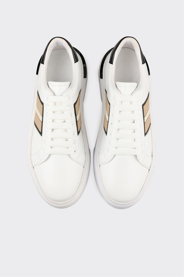 Beyaz örgü dokulu erkek spor ayakkabı, günlük kullanım için - Elle Shoes