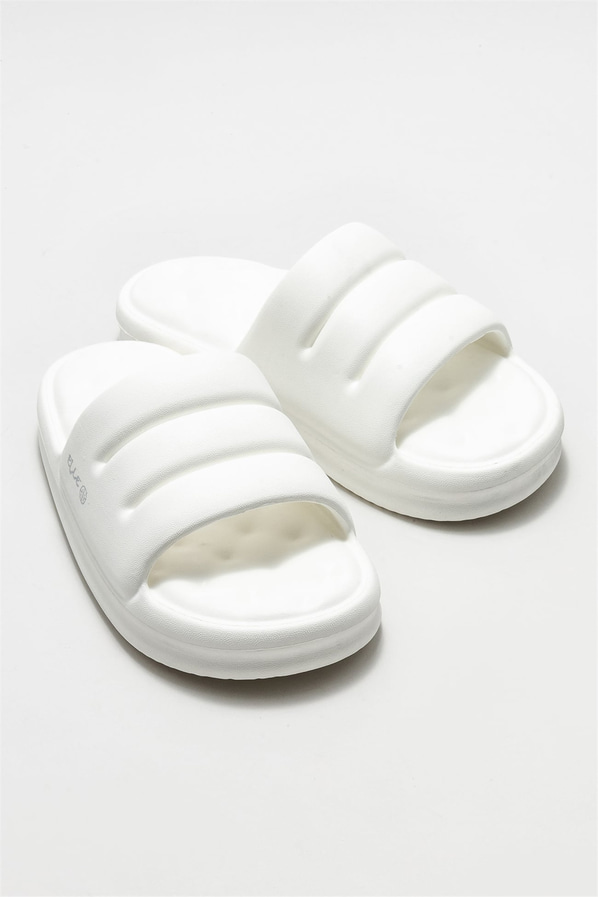 Beyaz düz kadın terlik - Elle Shoes
