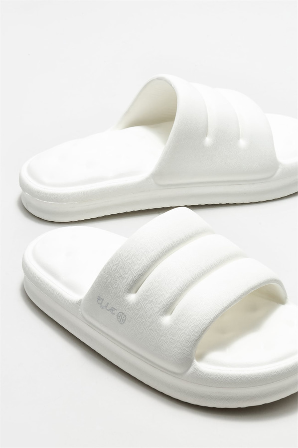 Beyaz düz kadın terlik - Elle Shoes