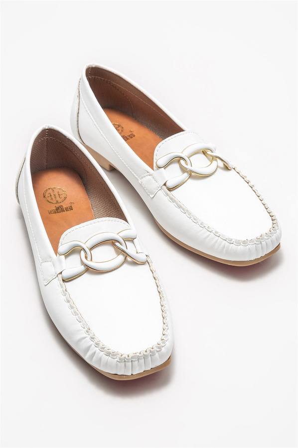 Beyaz kadın loafer - Elle Shoes