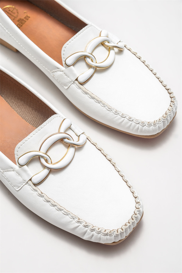 Beyaz kadın loafer - Elle Shoes
