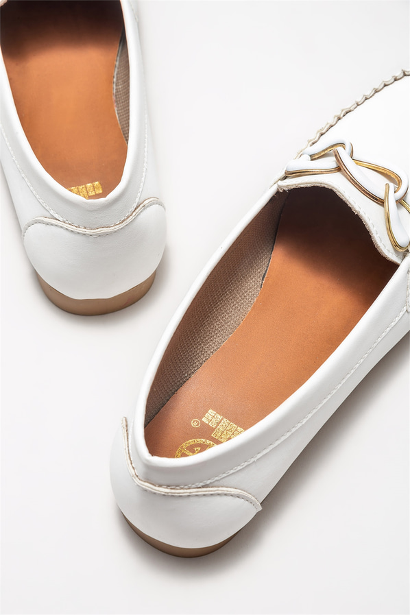 Beyaz kadın loafer - Elle Shoes