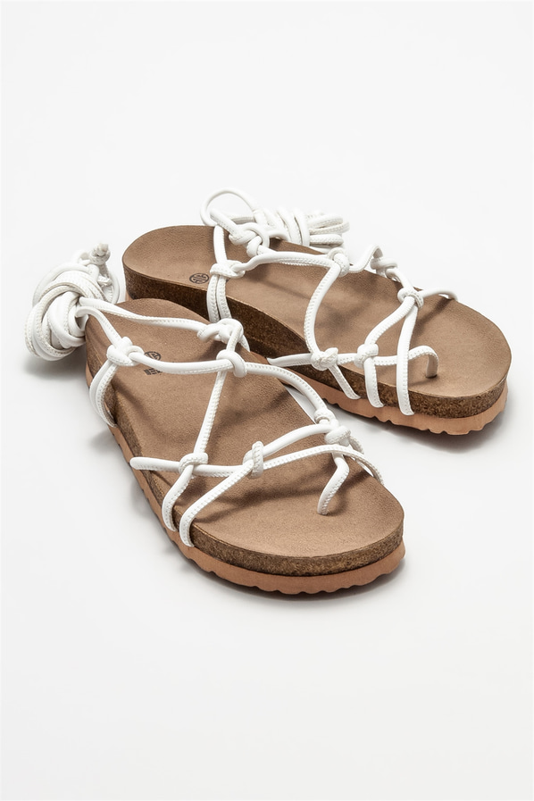 Beyaz kadın sandalet - Elle Shoes