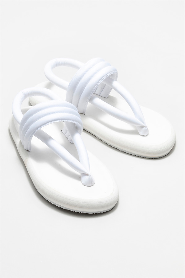 Beyaz kadın terlik - Elle Shoes