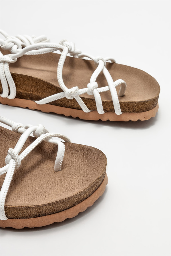 Beyaz kadın sandalet - Elle Shoes