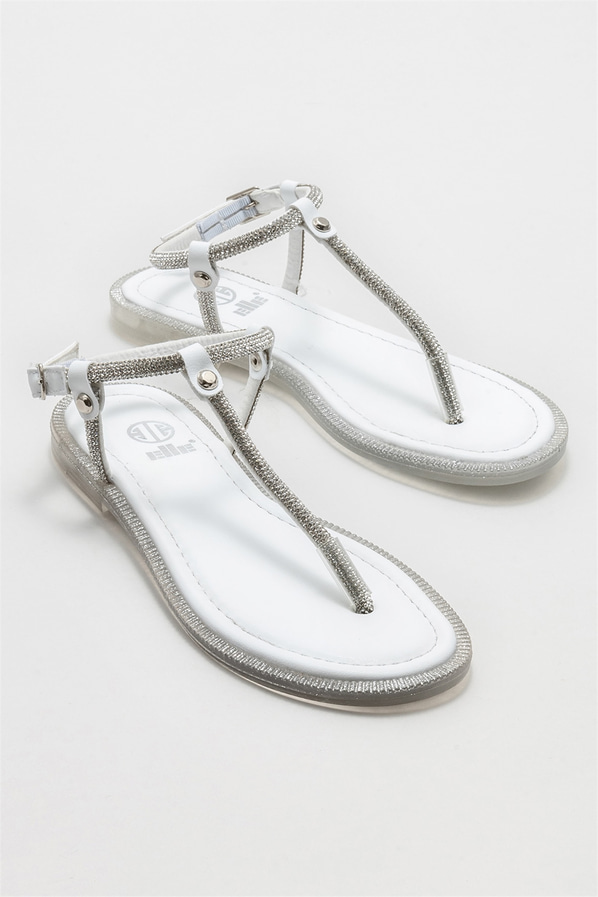 Beyaz kadın sandalet - Elle Shoes