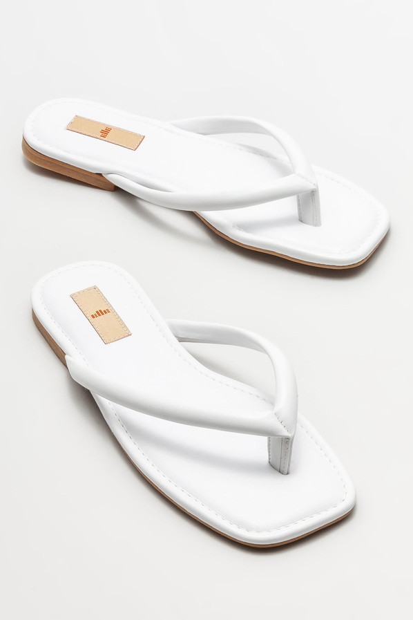 Beyaz kadın terlik - Elle Shoes
