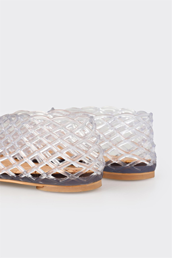 Beyaz düz kadın sandalet - Elle Shoes