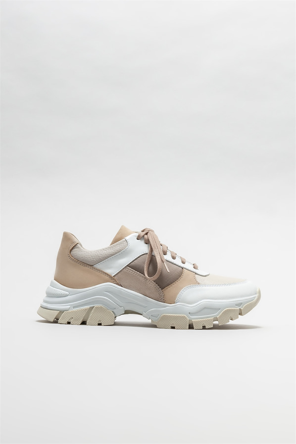 Beyaz deri kadın spor ayakkabı - Elle Shoes
