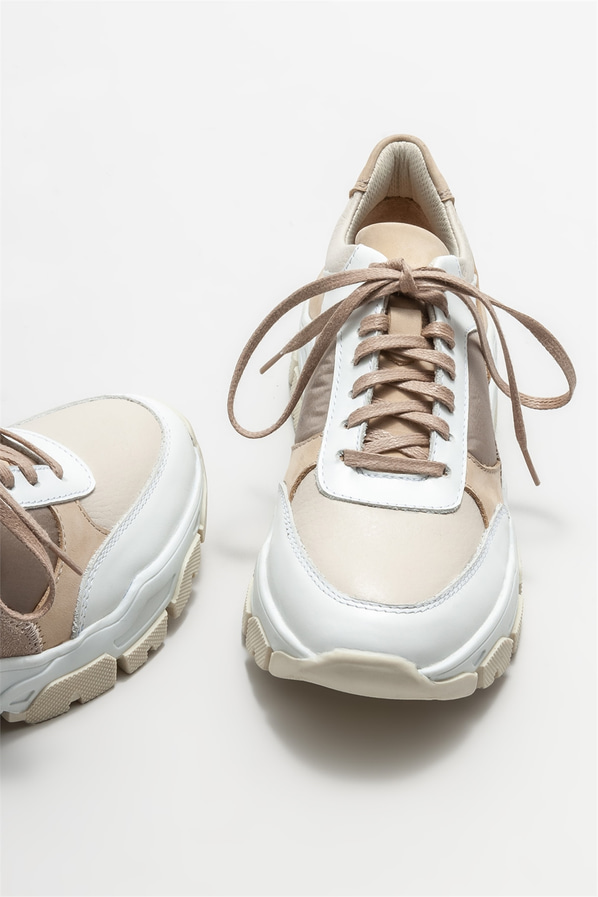 Beyaz deri kadın spor ayakkabı - Elle Shoes