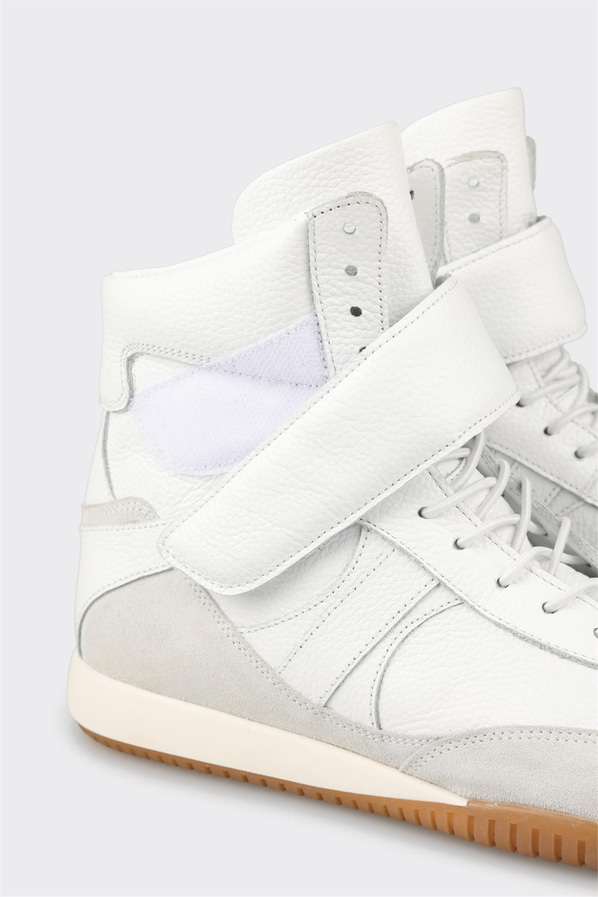 Beyaz deri kadın bot, rahat kullanım için - Elle Shoes