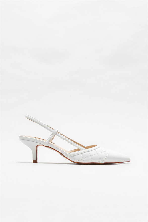Beyaz topuklu kadın ayakkabı - Elle Shoes