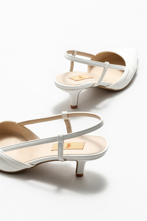 Beyaz topuklu kadın ayakkabı - Elle Shoes