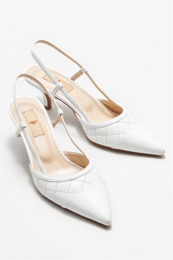Beyaz topuklu kadın ayakkabı - Elle Shoes