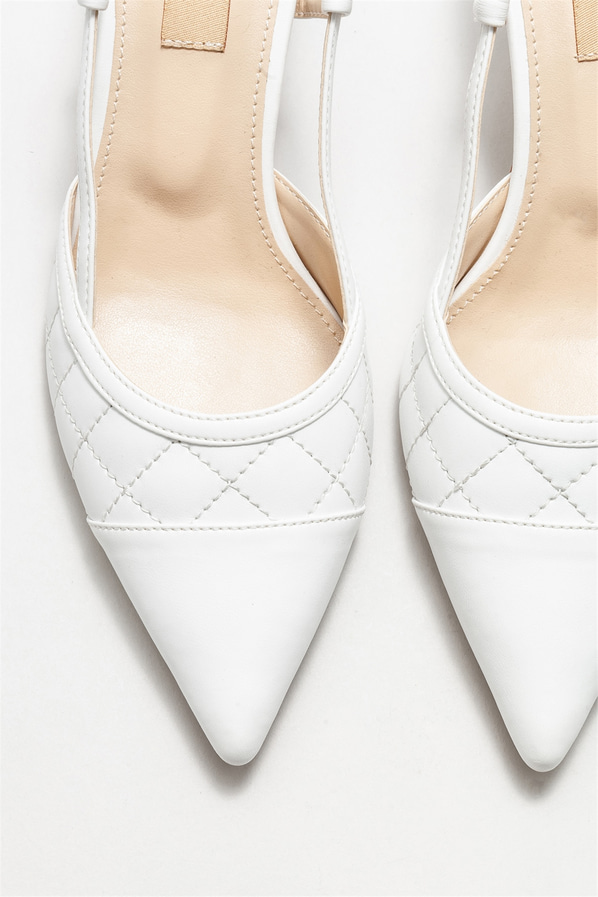 Beyaz topuklu kadın ayakkabı - Elle Shoes