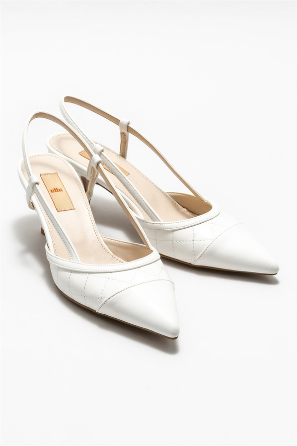 Beyaz topuklu kadın ayakkabı - Elle Shoes