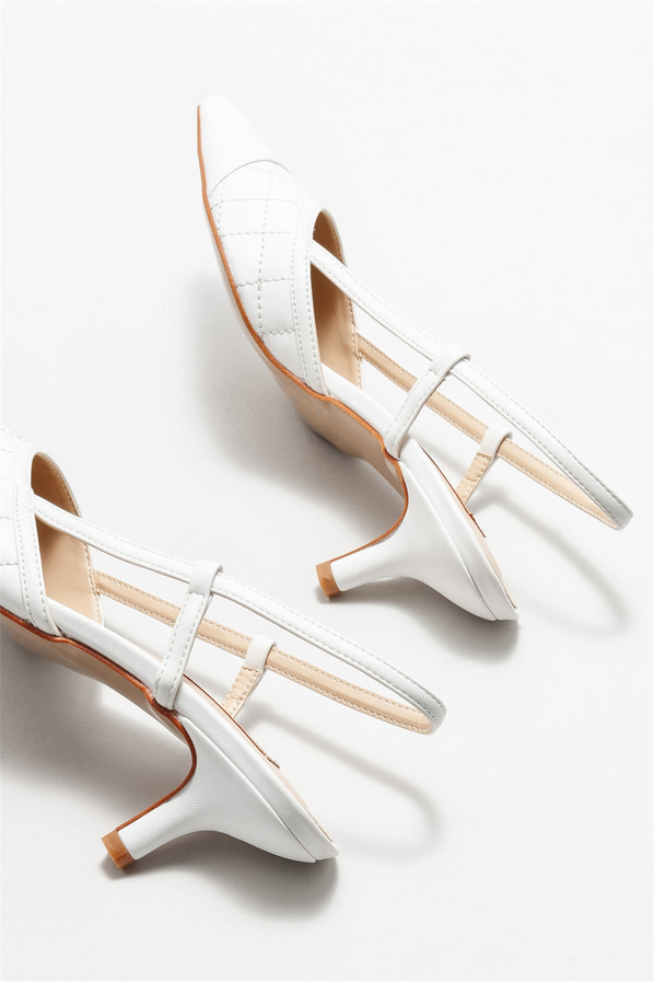 Beyaz topuklu kadın ayakkabı - Elle Shoes
