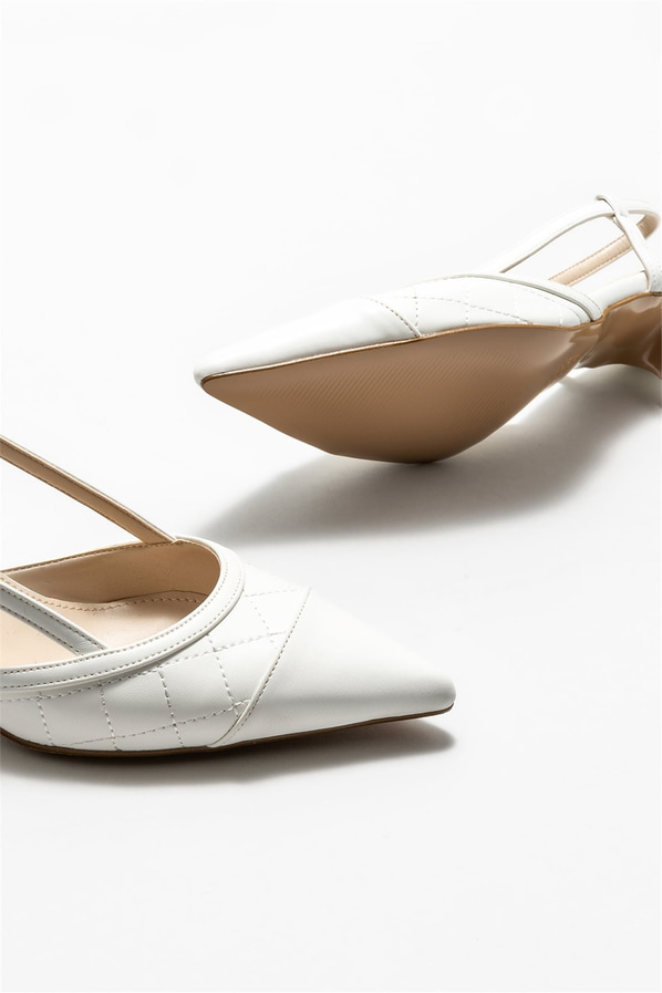 Beyaz topuklu kadın ayakkabı - Elle Shoes