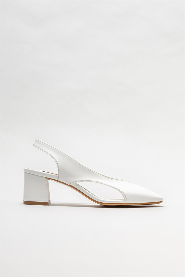 Beyaz topuklu kadın ayakkabı - Elle Shoes