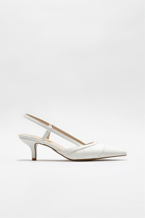 Beyaz topuklu kadın ayakkabı - Elle Shoes
