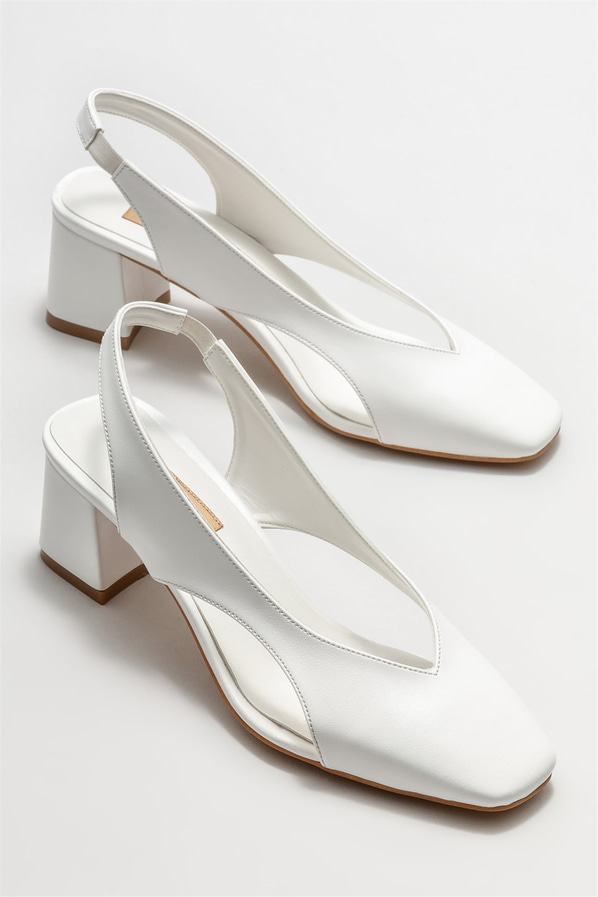 Beyaz topuklu kadın ayakkabı - Elle Shoes