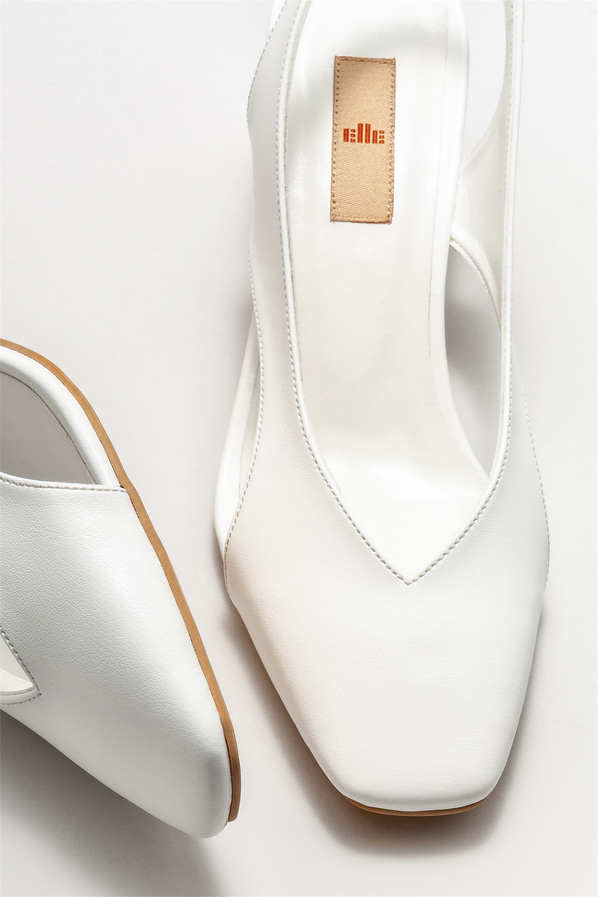 Beyaz topuklu kadın ayakkabı - Elle Shoes