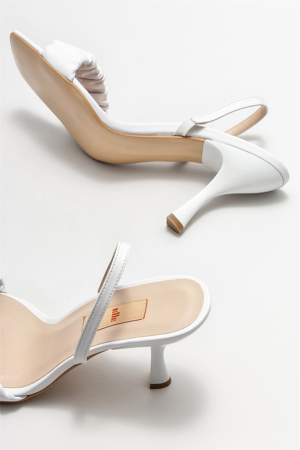 Beyaz topuklu kadın sandalet - Elle Shoes