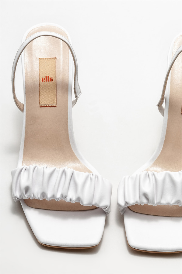Beyaz topuklu kadın sandalet - Elle Shoes
