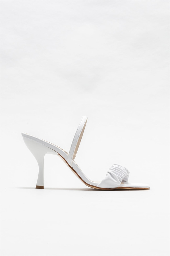 Beyaz topuklu kadın sandalet - Elle Shoes