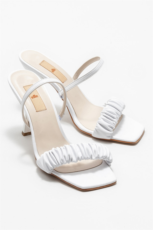 Beyaz topuklu kadın sandalet - Elle Shoes