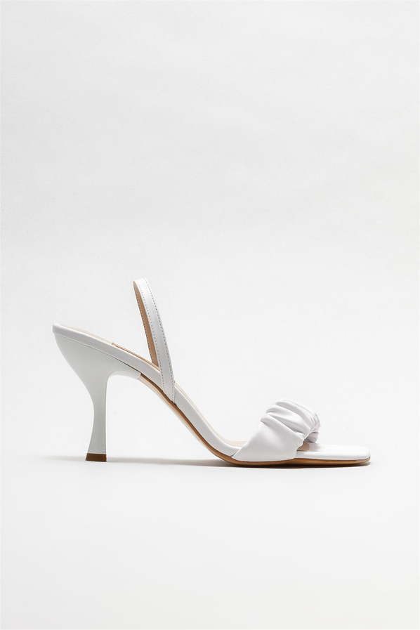 Beyaz topuklu kadın sandalet - Elle Shoes