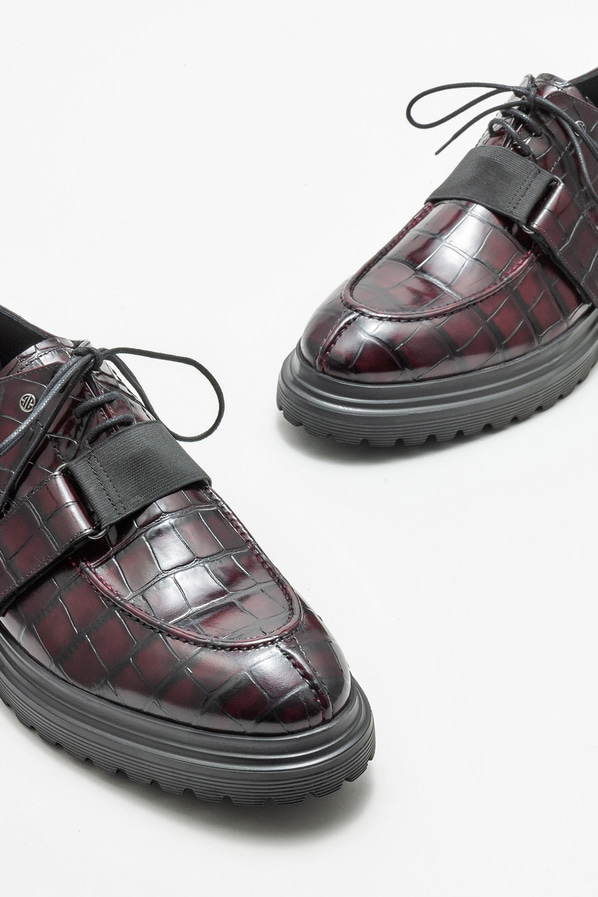 Bordo deri erkek klasik ayakkabı - Elle Shoes