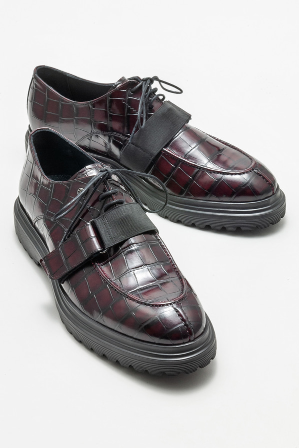 Bordo deri erkek klasik ayakkabı - Elle Shoes