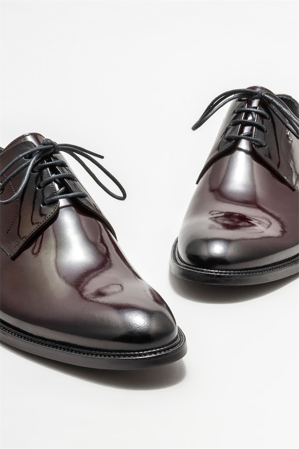 Bordo deri erkek klasik ayakkabı - Elle Shoes