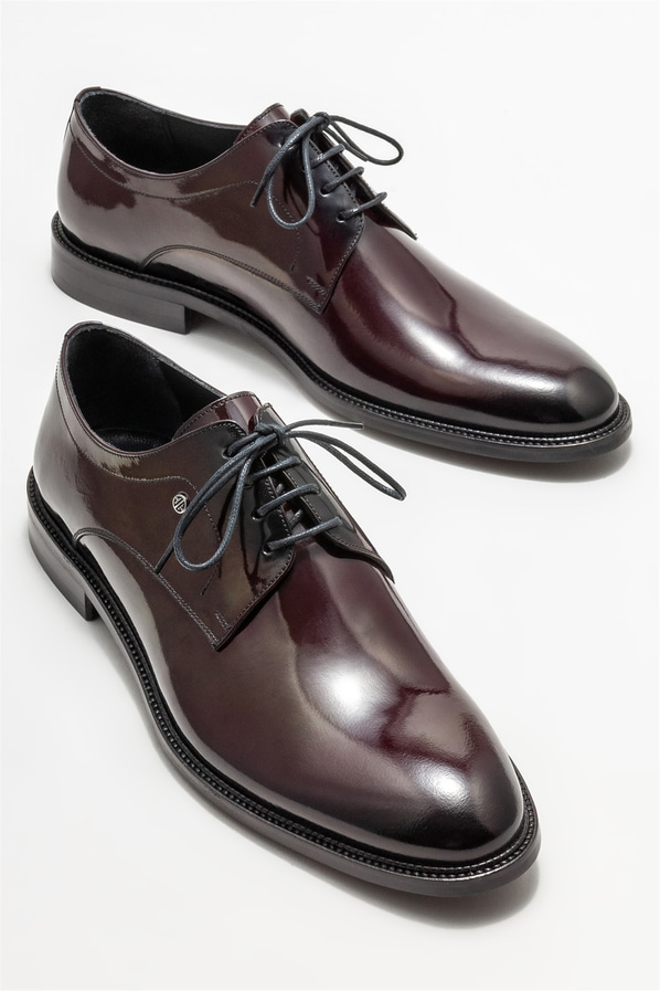 Bordo deri erkek klasik ayakkabı - Elle Shoes