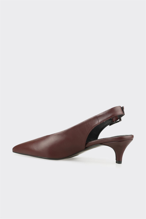Bordo deri sivri burunlu dolgu topuklu kadın ayakkabı, rahat kullanım için - Elle Shoes