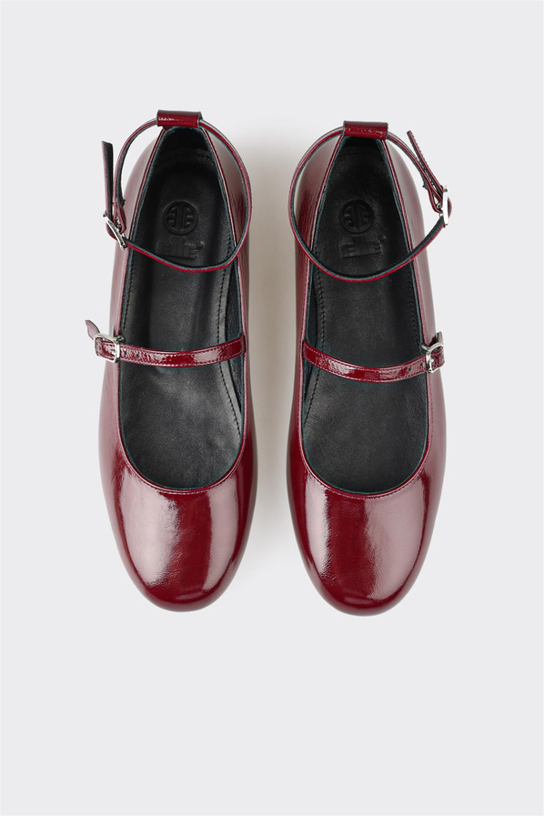 Bordo deri kadın babet - Elle Shoes