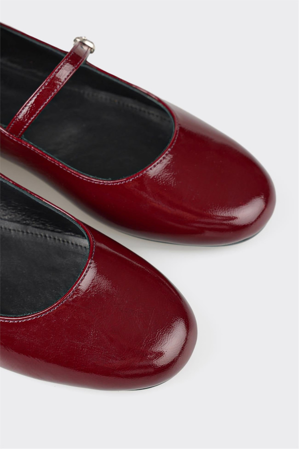 Bordo deri kadın babet - Elle Shoes