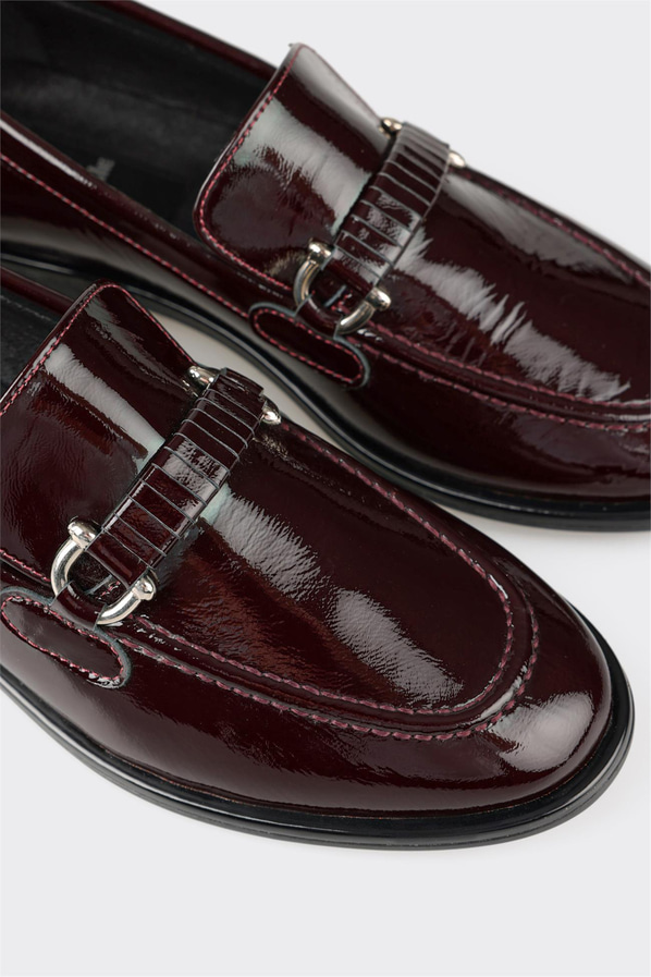 Bordo deri kadın loafer, günlük kullanım için - Elle Shoes