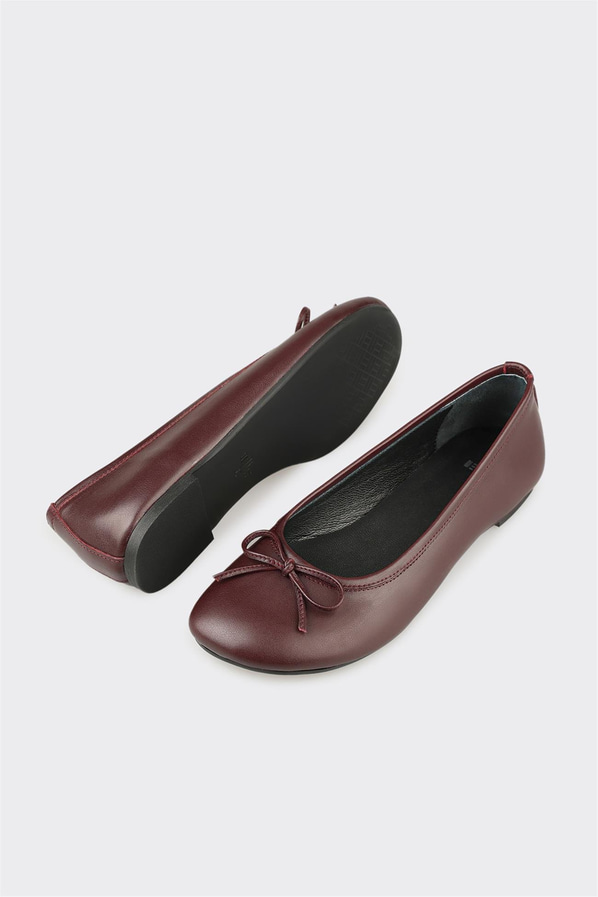 Bordo Deri Kadın Günlük Ayakkabı
