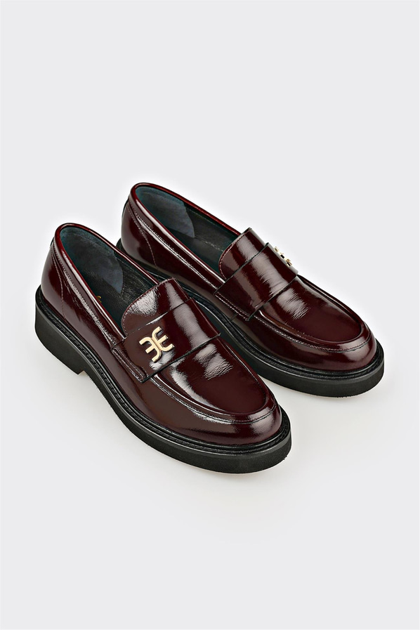 Bordo Deri Kadın Günlük Ayakkabı