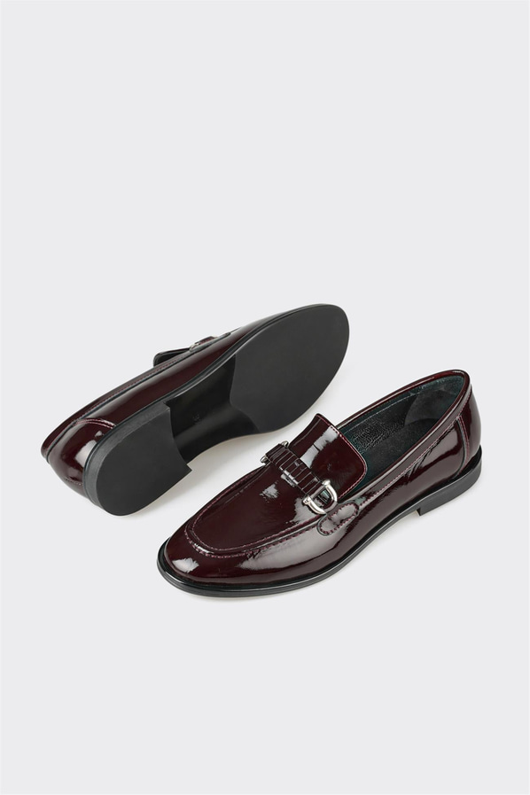 Bordo deri kadın loafer, günlük kullanım için - Elle Shoes