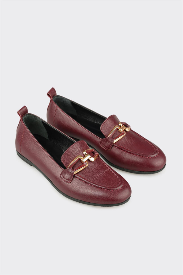 Bordo Deri Kadın Günlük Ayakkabı