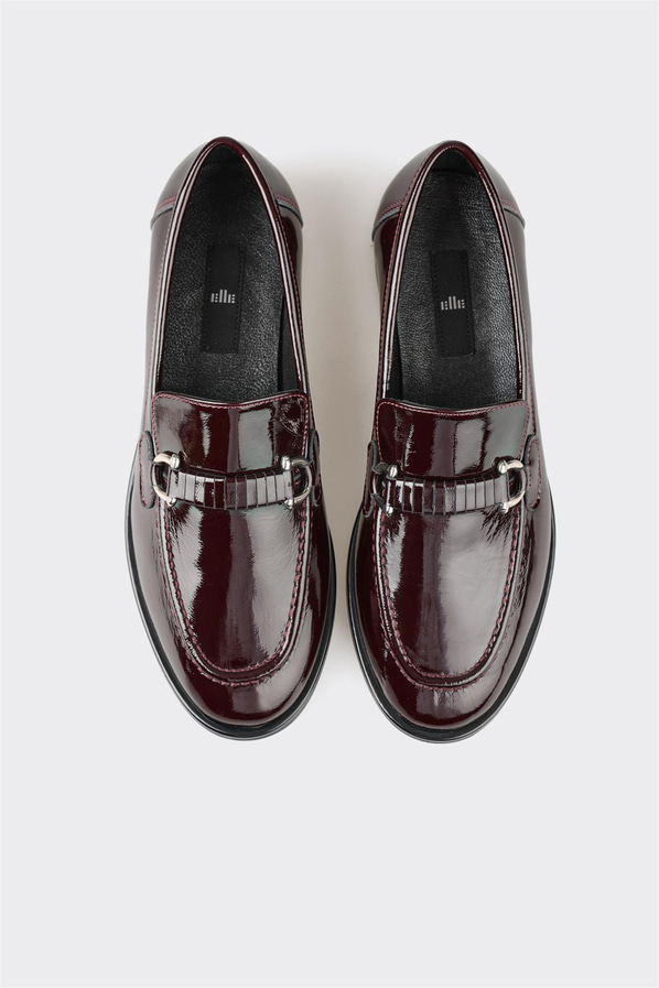 Bordo deri kadın loafer, günlük kullanım için - Elle Shoes