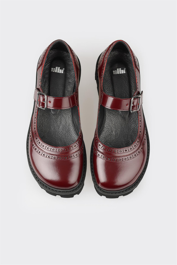 Bordo deri kadın düz ayakkabı, günlük kullanım için - Elle Shoes