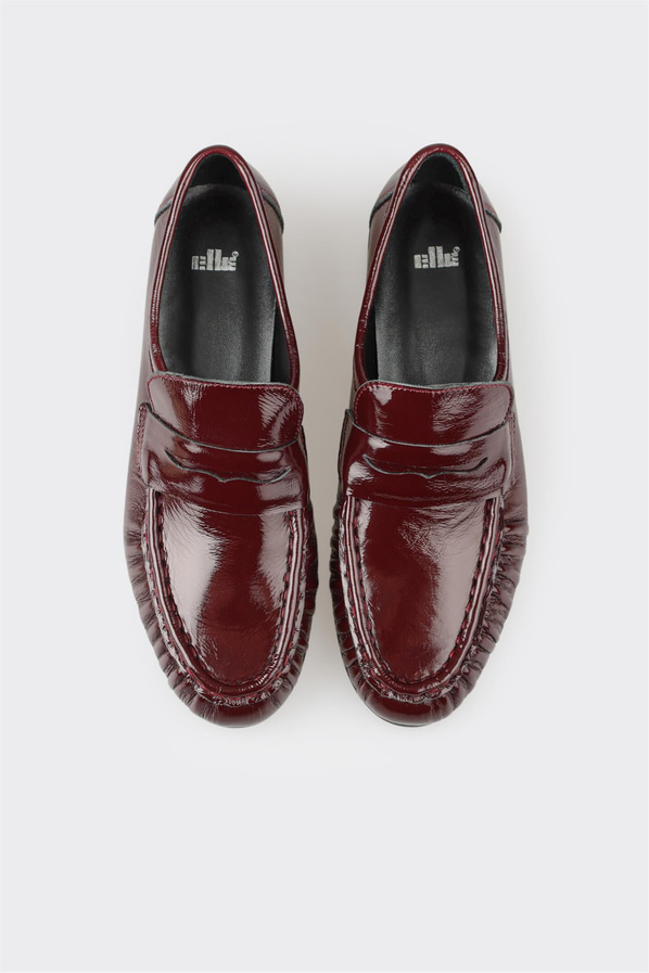 Bordo deri kadın loafer, günlük kullanım için - Elle Shoes