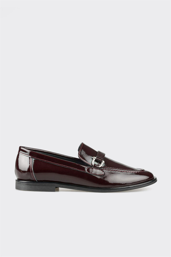 Bordo deri kadın loafer, günlük kullanım için - Elle Shoes