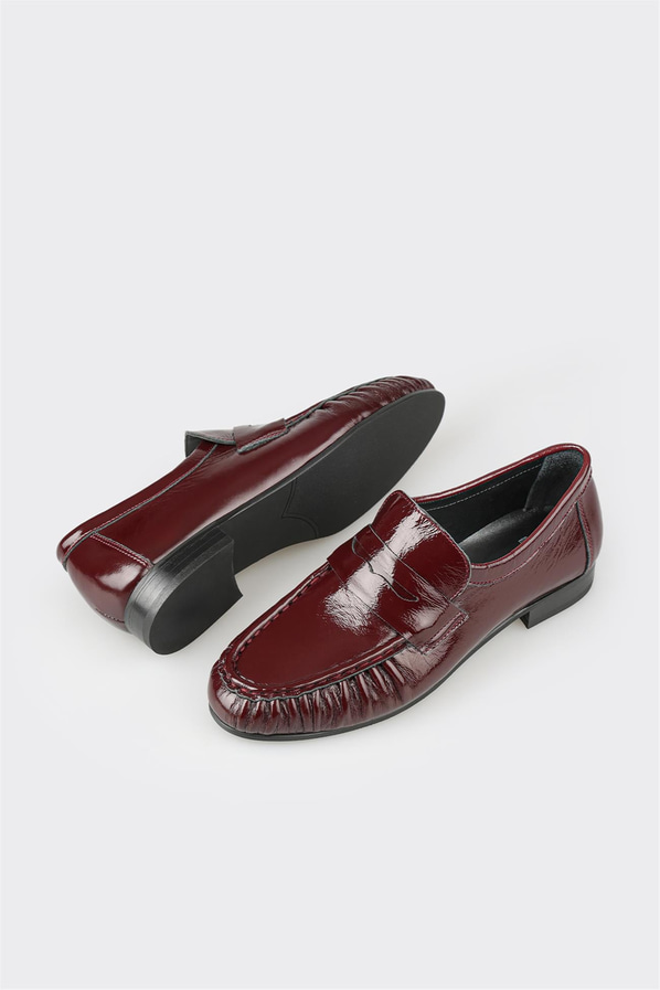 Bordo deri kadın loafer, günlük kullanım için - Elle Shoes